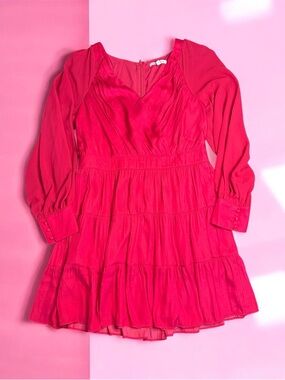 Naked Zebra Long Sleeve Dress in Bright Pink sz L